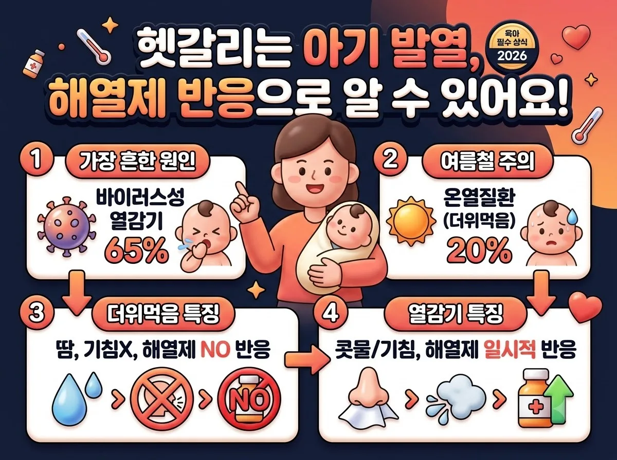 아기 더위먹음과 열감기 구별법, 초보 부모가 헷갈리는 3가지 차이 이미지 2