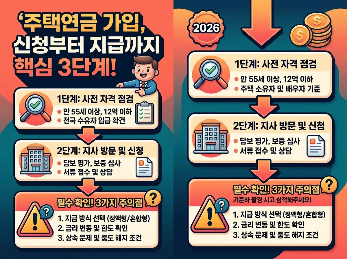2026 주택연금 신청자격과 수령액 비교, 가입 전 꼭 알아야 할 3가지 주의점 이미지 2