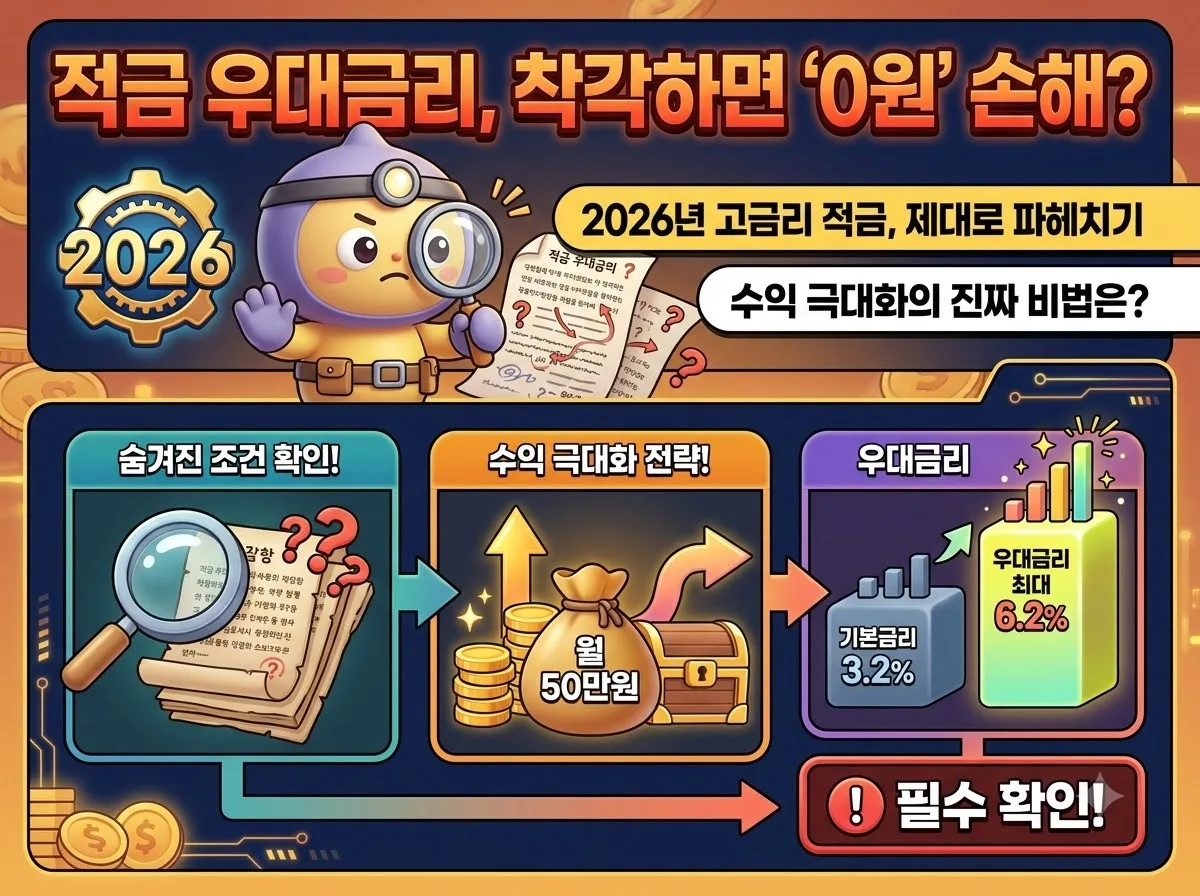 적금추천, 2026년 우대금리 조건의 함정과 월 50만원 수익 극대화 방법