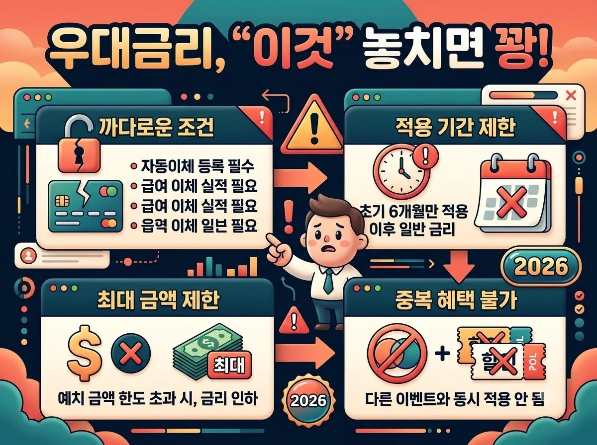 적금추천, 2026년 우대금리 조건의 함정과 월 50만원 수익 극대화 방법 이미지 2