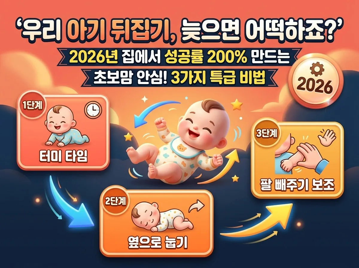아기 뒤집기 연습, 2026년 집에서 성공률 높이는 3가지 운동법