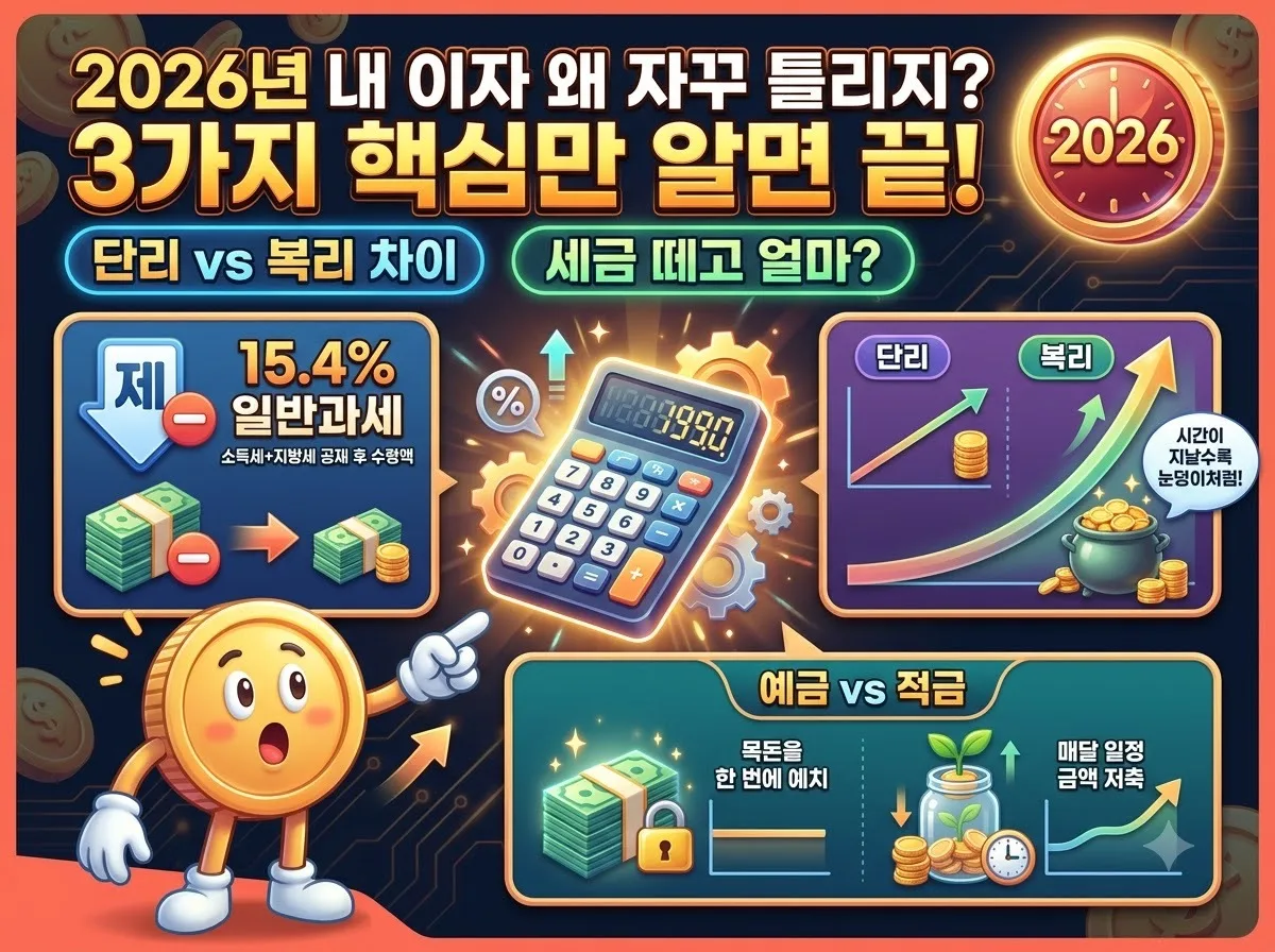 금리계산기 2026년 필수 활용법: 예적금 이자 실수 줄이는 3가지 핵심
