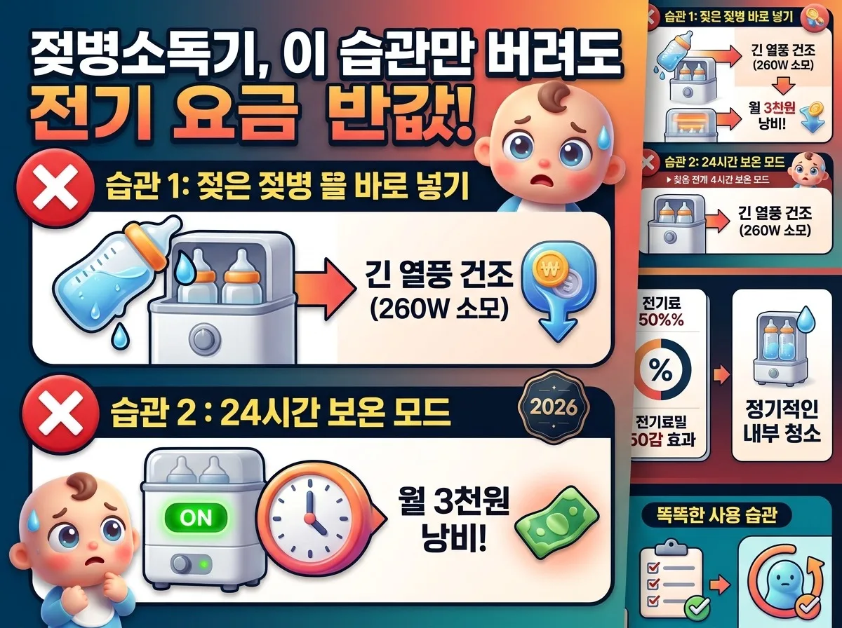 젖병소독기 전기 요금 절약하는 4가지 실천법 (2026 한전 기준) 이미지 1