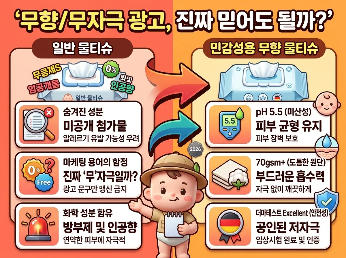 아기물티슈 무향 민감성용 추천 기준 3가지와 피부 자극 테스트의 오해 이미지 1
