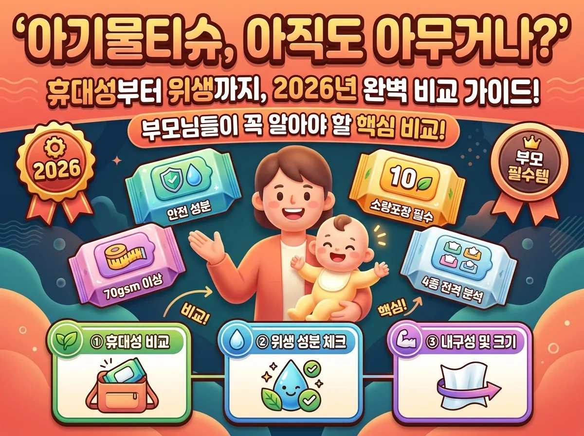외출용 아기물티슈 휴대성 좋은 소량 포장 4종 비교 (2026)