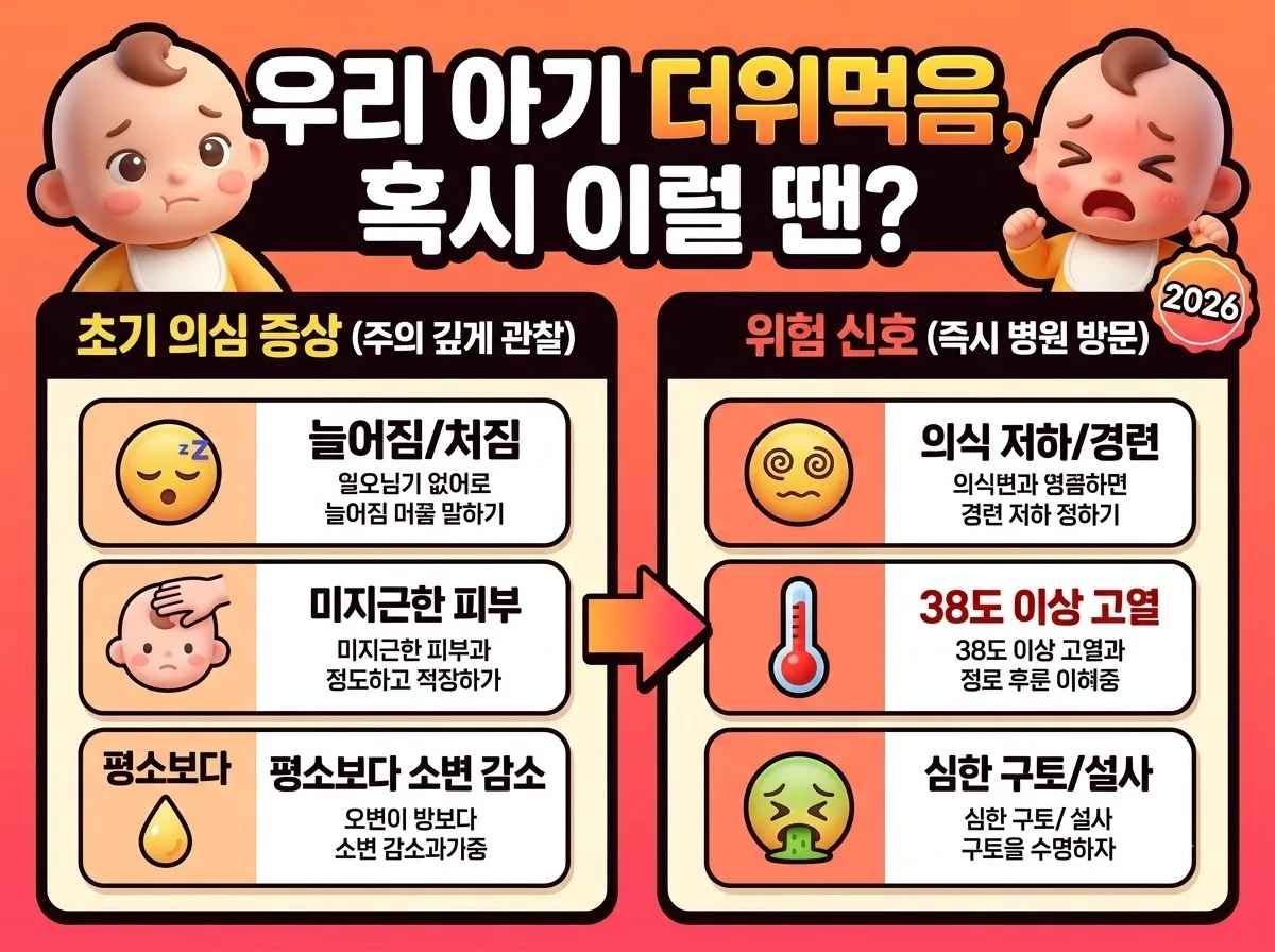 아기 더위먹은 증상 4가지와 2026년 여름 필수 예방법 이미지 1
