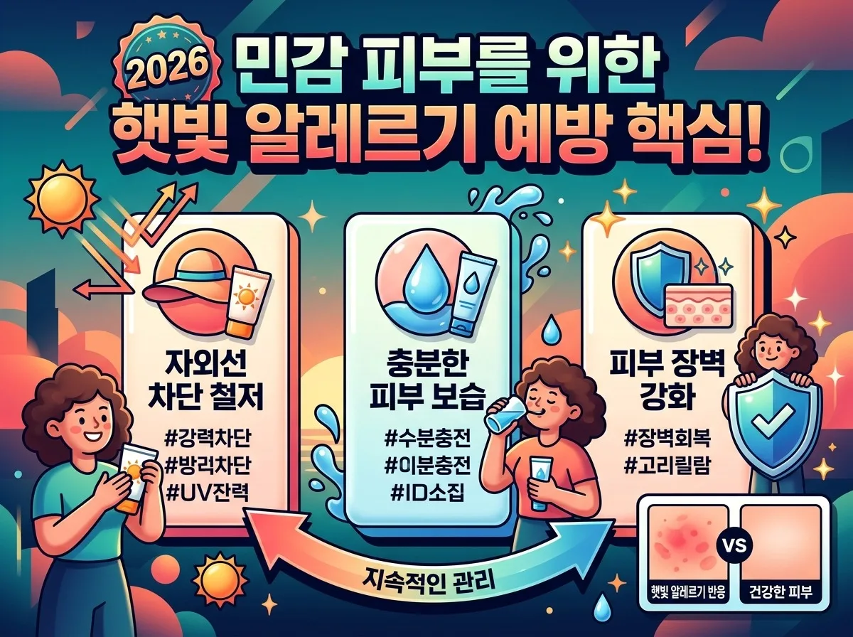 2026 여름철 햇빛 알레르기, 민감성 피부를 위한 3단계 증상 완화 루틴 이미지 2