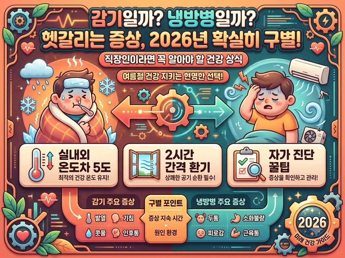 감기 VS 냉방병 차이점, 2026년 직장인을 위한 3가지 구별법