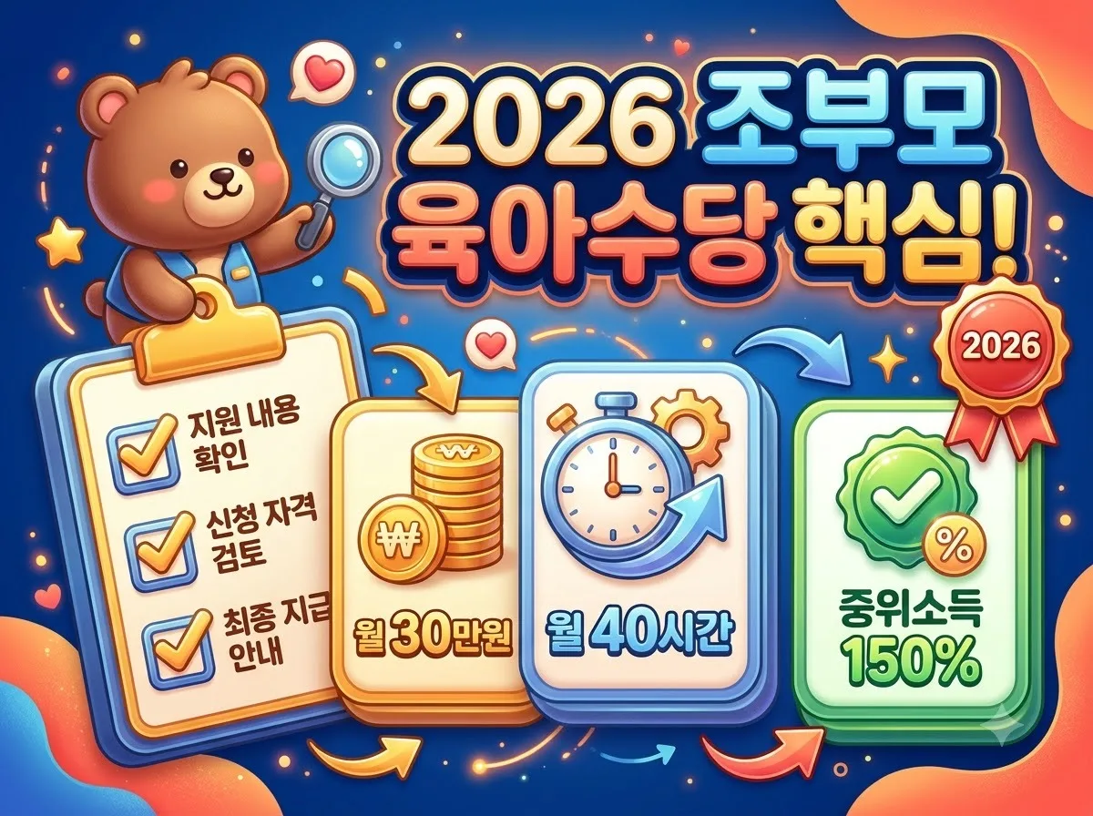 조부모육아수당 핵심 조건, 2026년 신청 전 놓치기 쉬운 함정 3가지