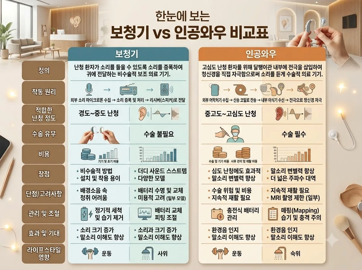 인공와우와 보청기 차이점 비교 5가지와 2026년 정부 지원금 기준 이미지 1