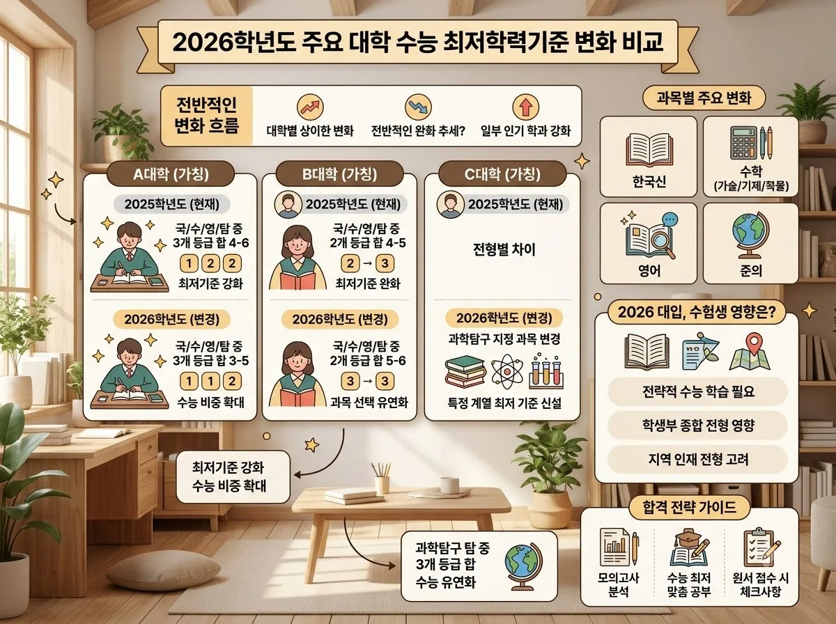 2026학년도 수능 최저학력기준 완화 대학별 분석과 3가지 핵심 주의점 이미지 1