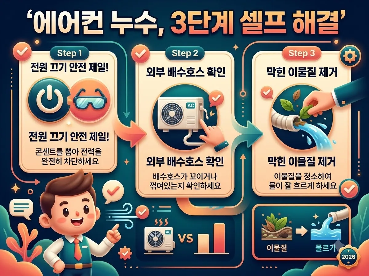 에어컨 실내기 밑으로 물 떨어질 때 배수호스 셀프 점검 해결법 3가지 이미지 2