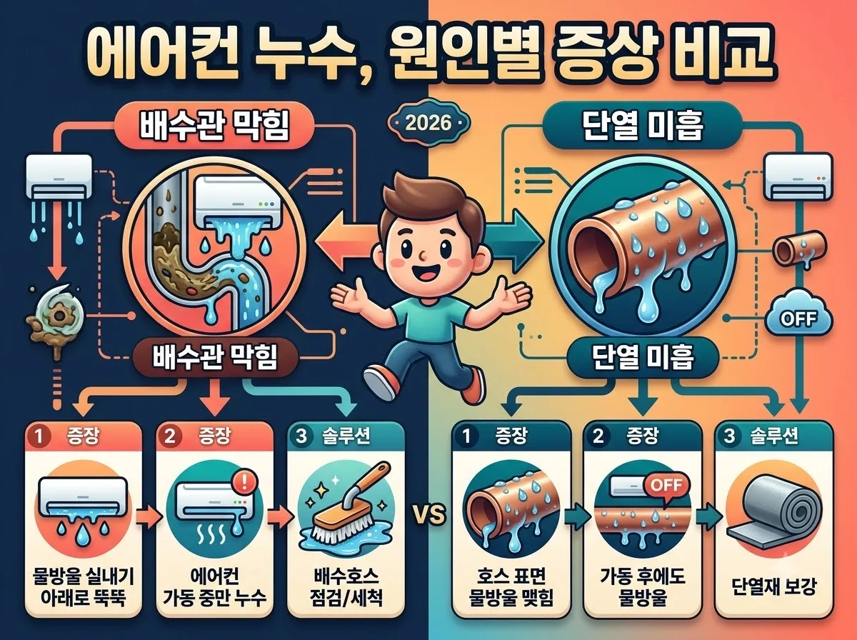 에어컨 실내기 밑으로 물 떨어질 때 배수호스 셀프 점검 해결법 3가지 이미지 1