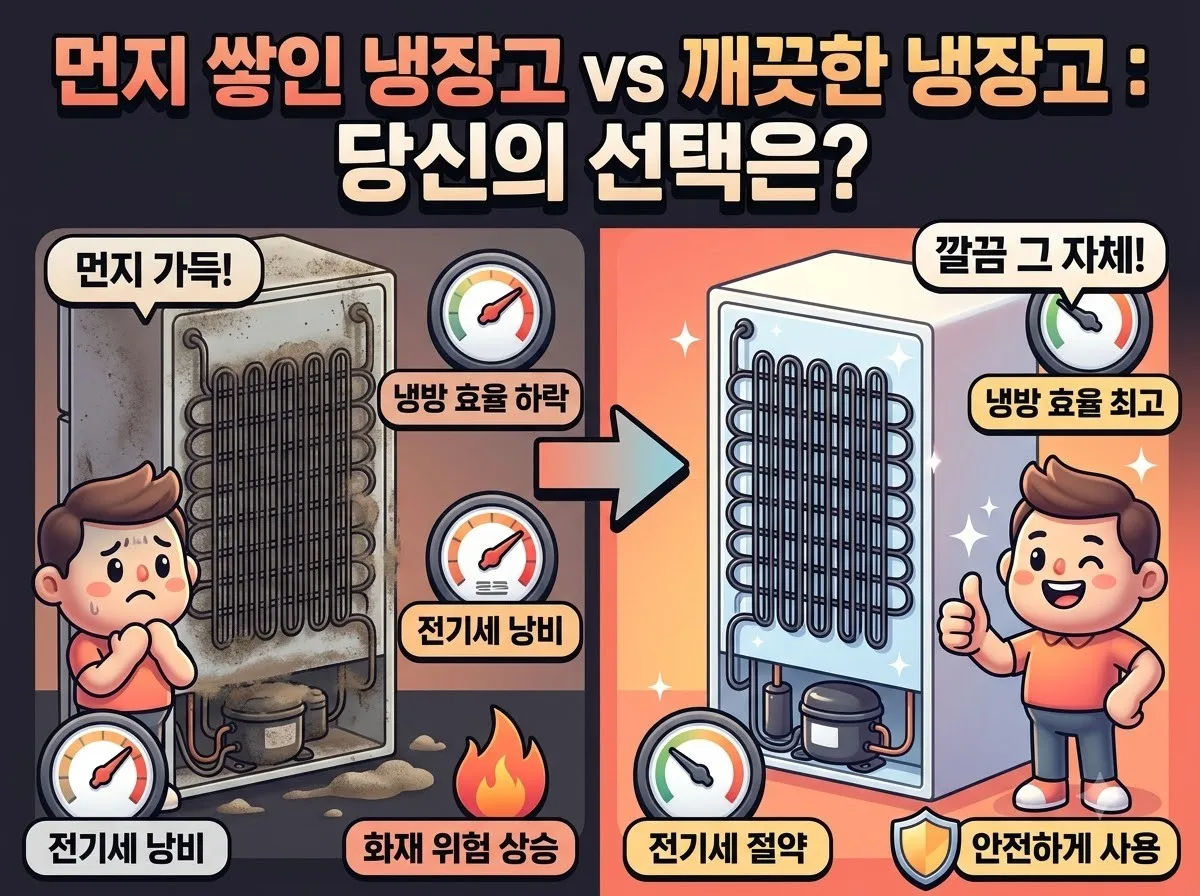 냉장고 뒷면 먼지 청소로 2026년 전기세 10% 줄이는 관리 비결 이미지 1