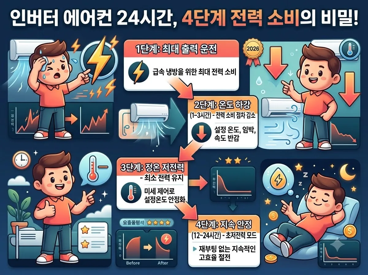 인버터 에어컨 24시간 연속 가동 전기세 절약 원리 분석 이미지 2