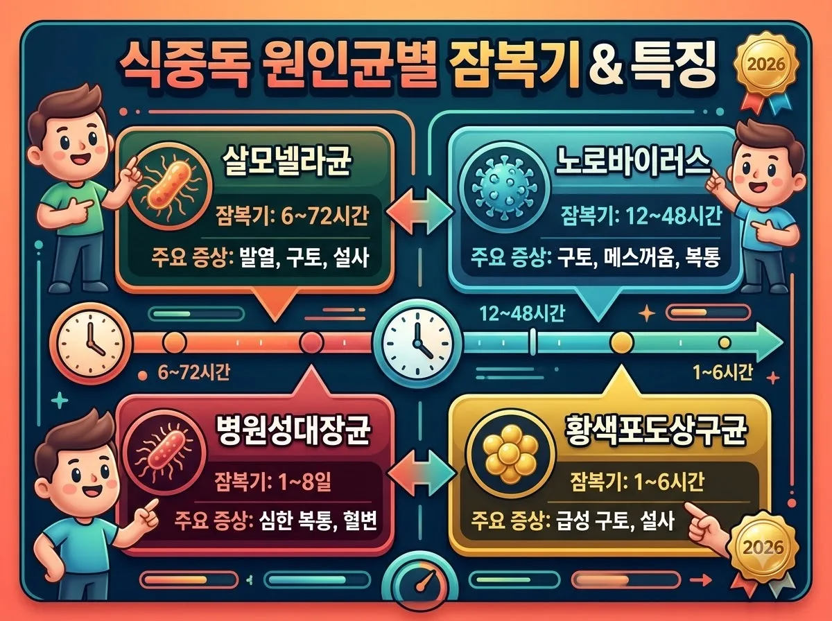 식중독 잠복기 몇 시간일까? 2026년 원인균별 대처 가이드 이미지 1