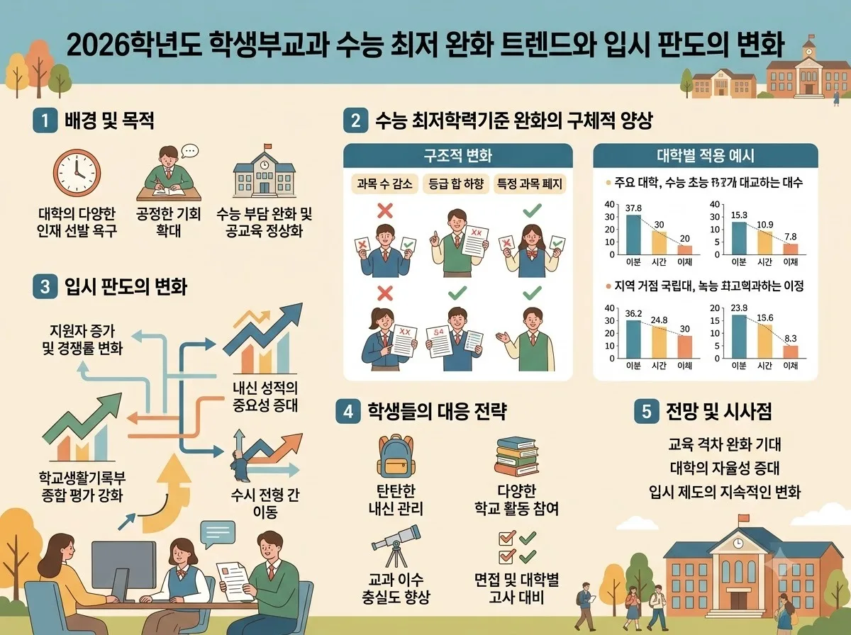 2026학년도 학생부교과 수능 최저 완화 대학 리스트와 지원 시 주의점 이미지 1