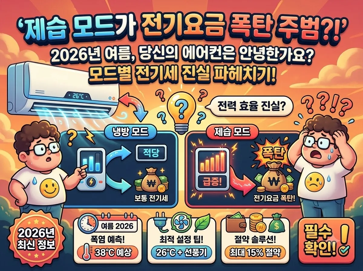 에어컨 제습 냉방 모드 전기요금 차이, 2026년 전기세 아끼는 법