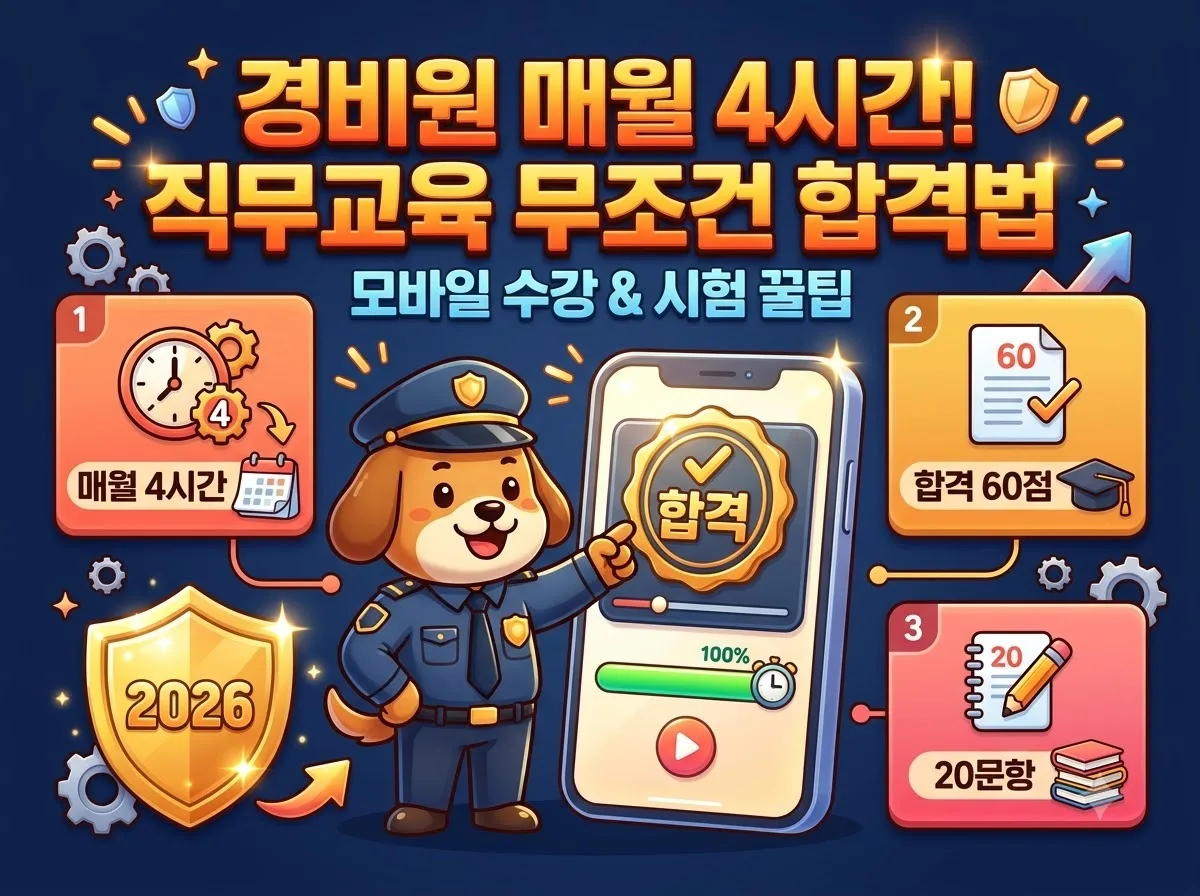 경비원 매월 4시간 법정 직무교육 2026년 온라인 수강과 시험 합격법