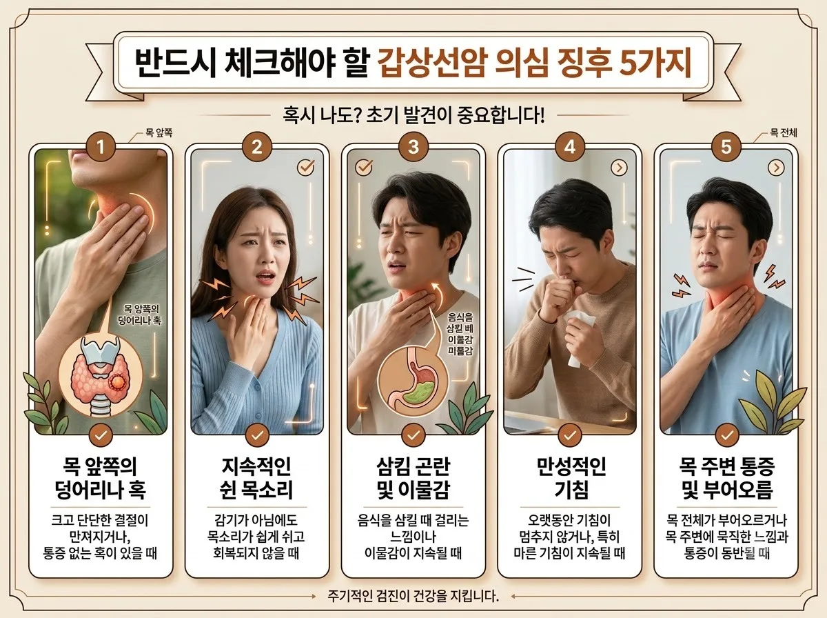 갑상선암 초기 증상 목 쉼 변화와 꼭 알아야 할 2026년 검사 주기 이미지 2