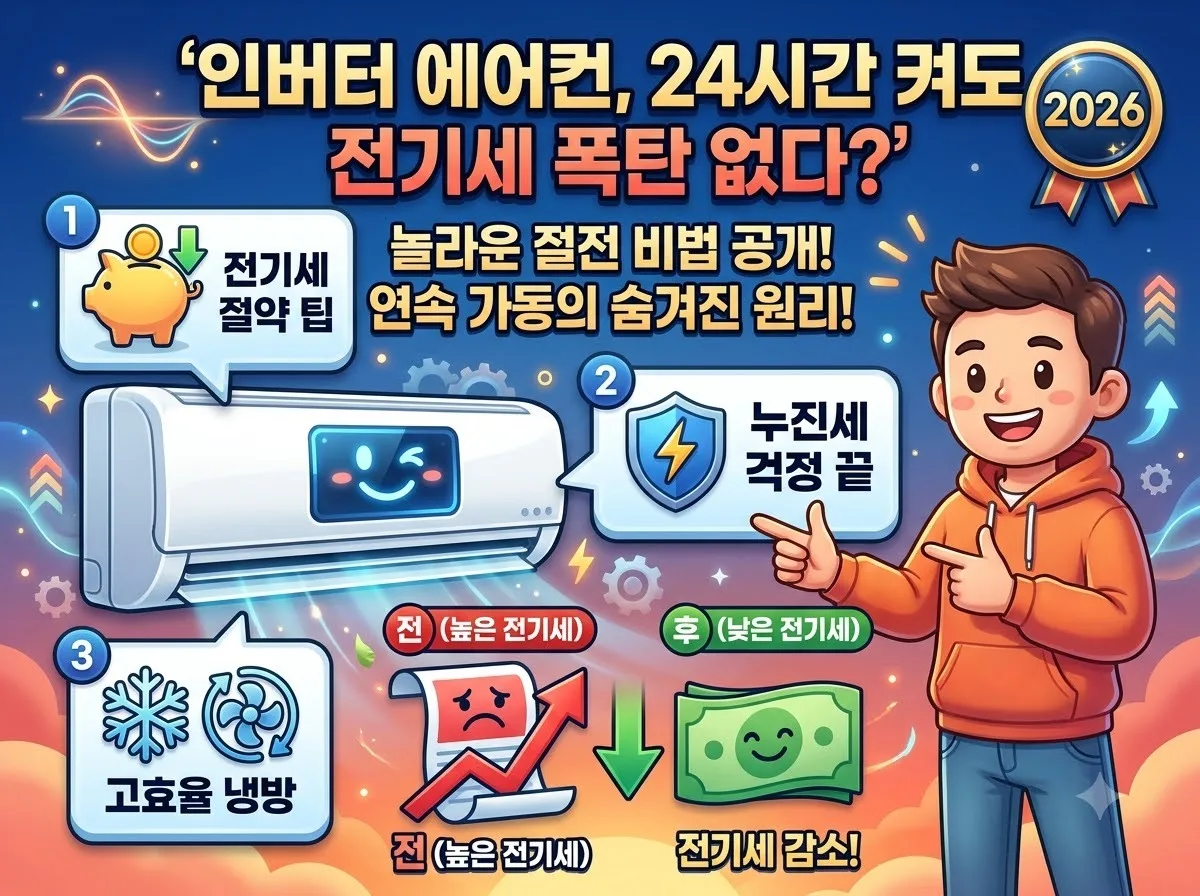 인버터 에어컨 24시간 연속 가동 전기세 절약 원리 분석