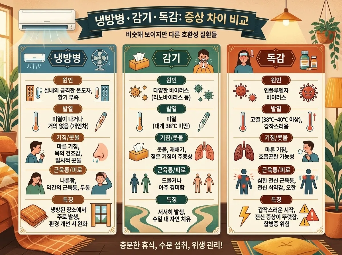 에어컨 냉방병 오한 증상 관리, 2026년 중장년 체온 유지 노하우 5가지 이미지 1