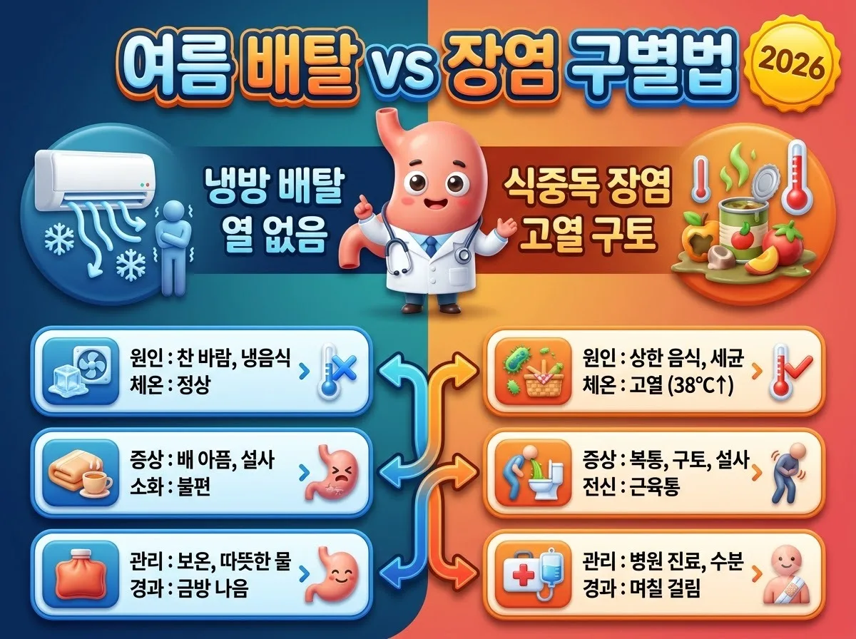 실내 냉방 배탈과 상한 음식 장염 증상 차이 3가지 구별법