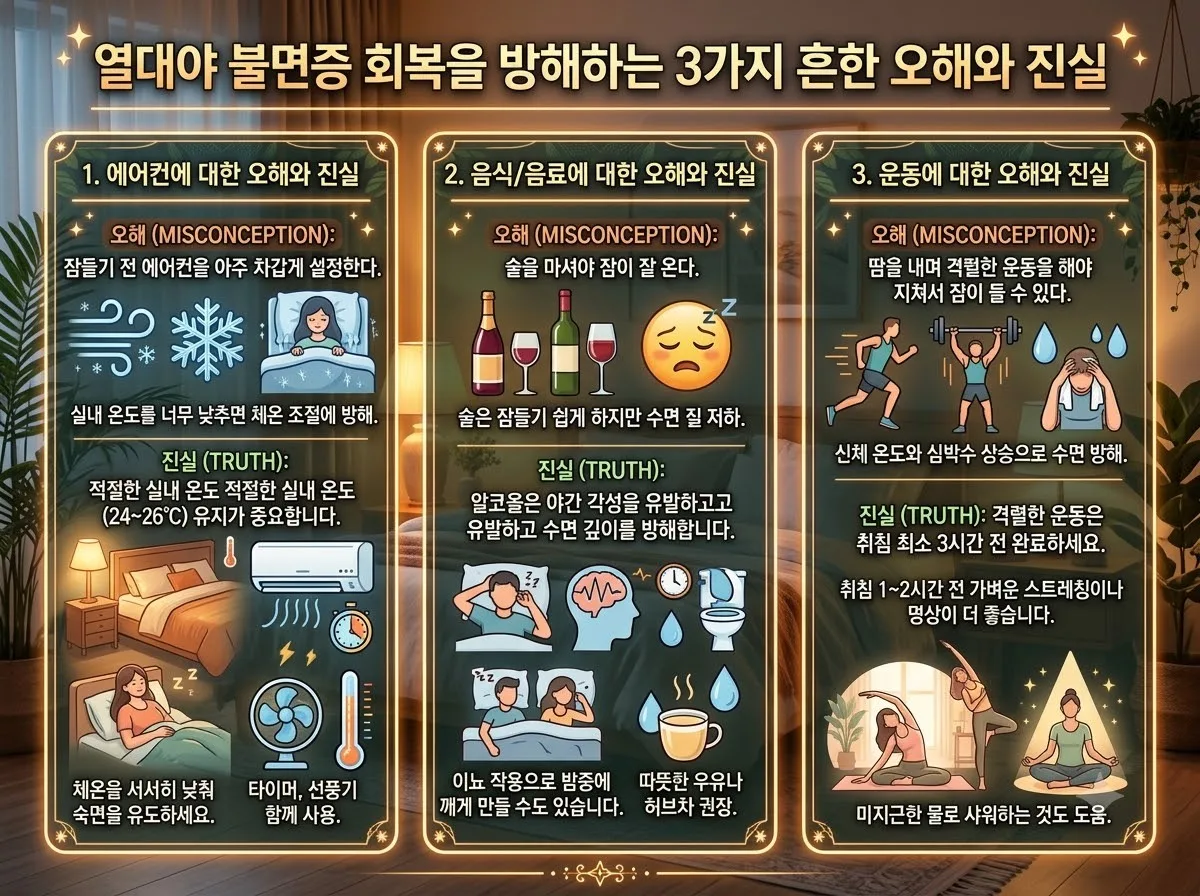 열대야 속 중장년 불면증 극복하는 2026년 맞춤형 숙면 습관 5가지 이미지 1