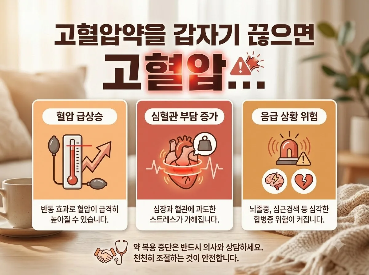고혈압약 임의중단 시 반동성 고혈압 증상과 관리법 3가지 (2026)