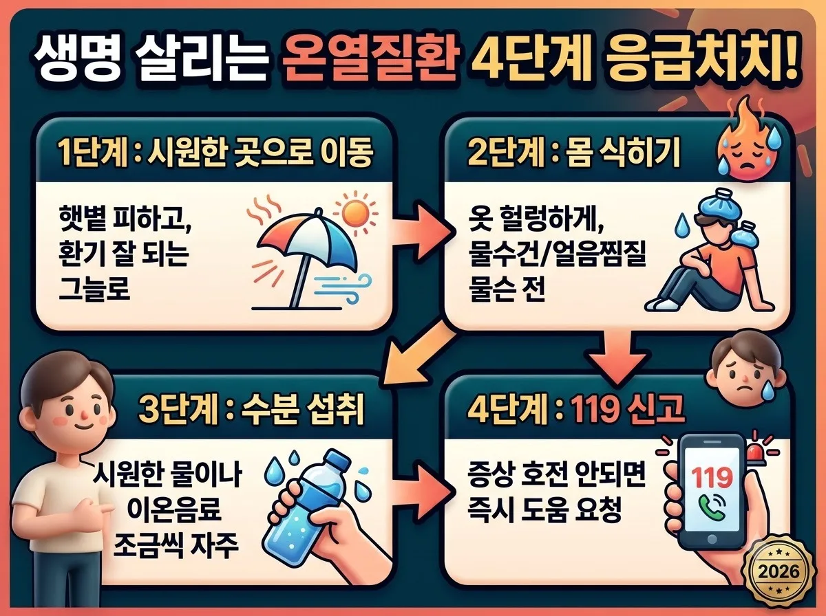 온열질환 종류 5가지와 일사병 열사병 구분 및 응급처치 가이드 (2026년) 이미지 2
