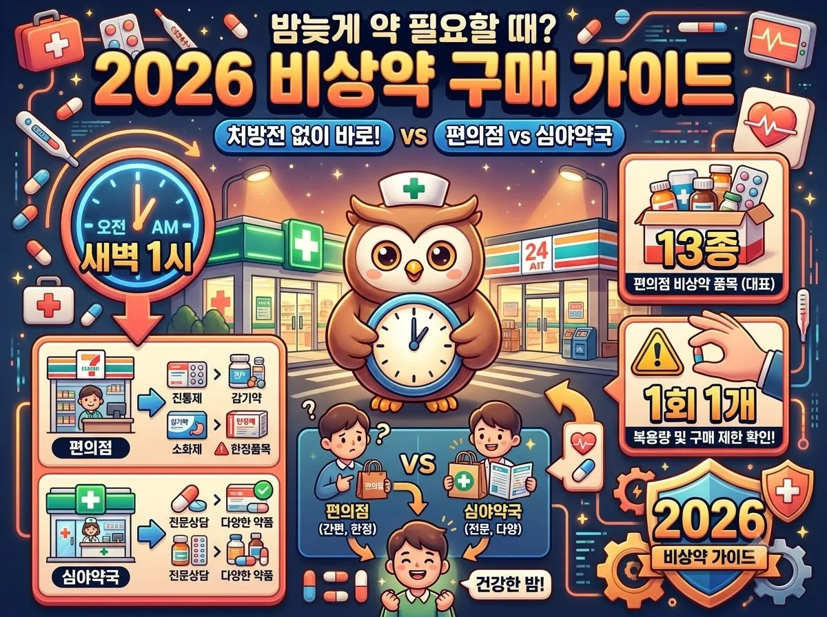 24시간 약국 처방전 없는 일반의약품 종류와 2026년 구매 주의점