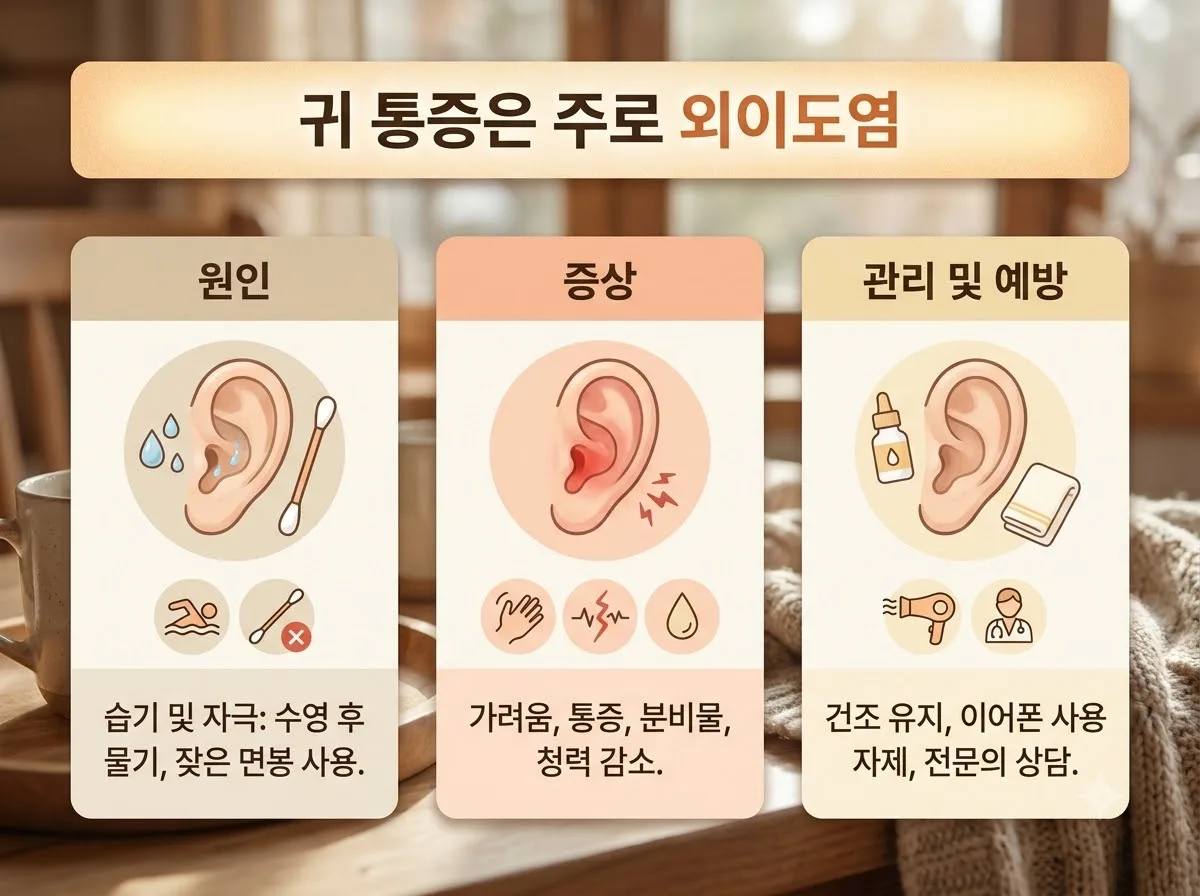 귀 통증 시 의심되는 질환 4가지와 2026년 증상별 대처 방법