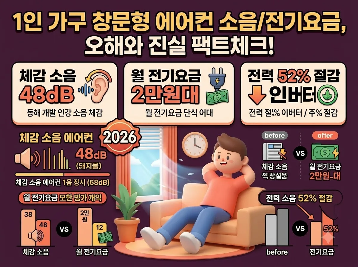 창문형 에어컨 1인 가구 소음과 전기요금 2026년 진짜 절약법 3가지 이미지 2