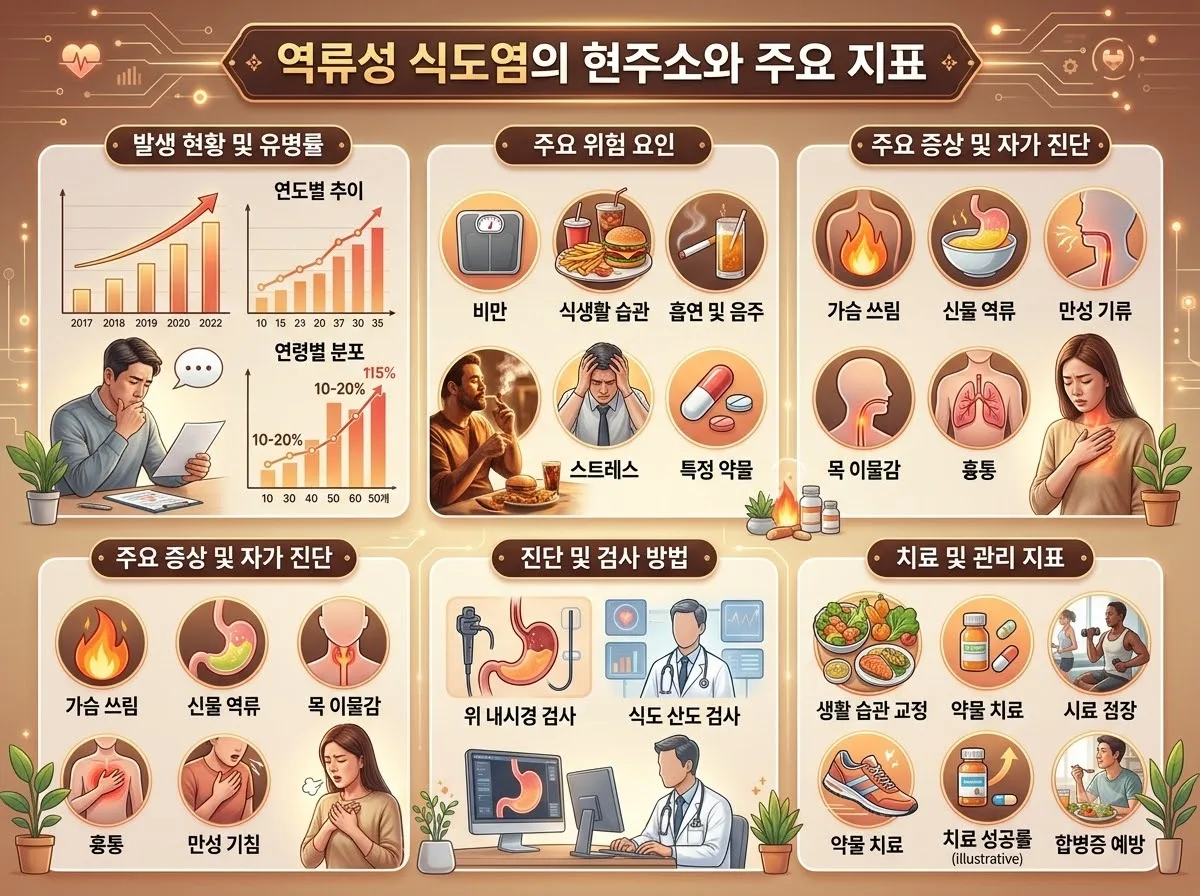 잦은 트림 목 이물감 원인, 2026년 역류성식도염 5가지 핵심 요인 이미지 1