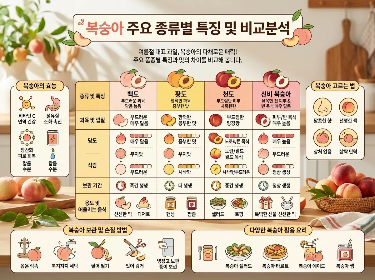 복숭아 종류 및 효능 5가지와 2026년 품종별 고르는 법 이미지 1