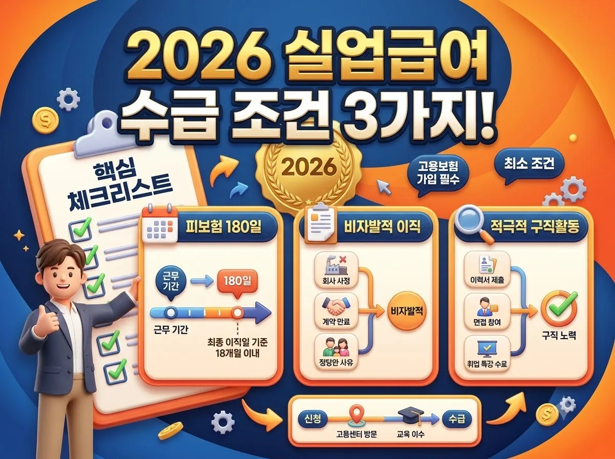 실업급여 퇴사 후 수급 조건 3가지와 2026년 실수 방지법