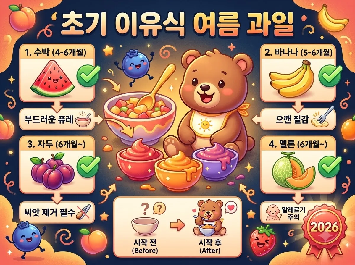 초기 이유식 여름 과일 안전한 4가지 리스트와 실패 없는 순서