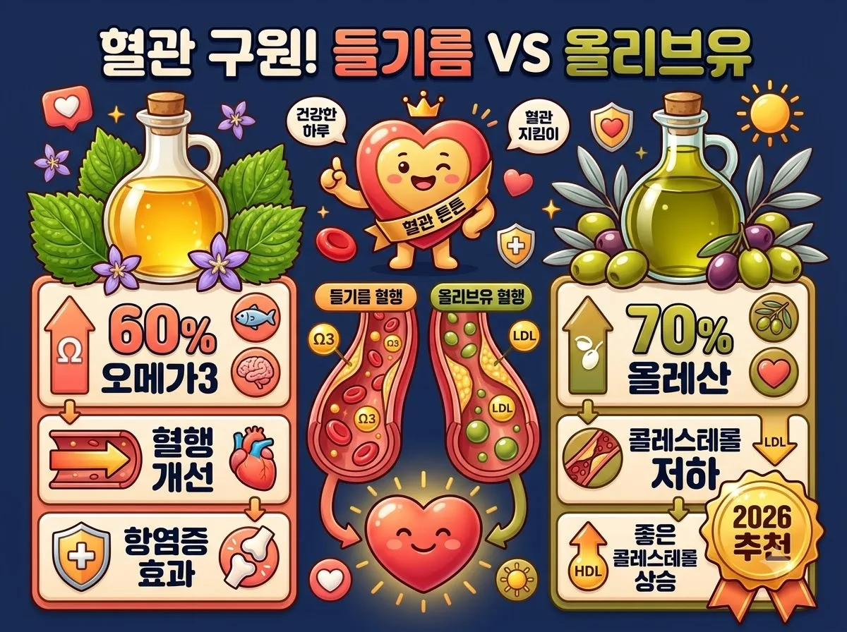 들기름과 올리브유 혈관 건강에 더 좋은 기름과 2026년 올바른 선택법