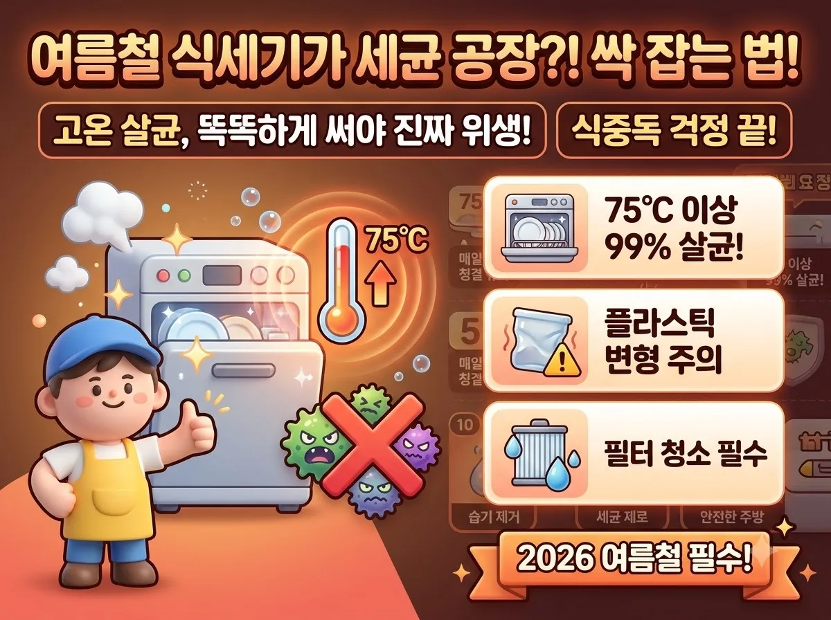 식기세척기 여름철 세균 막는 고온 살균 코스 활용법과 주의점