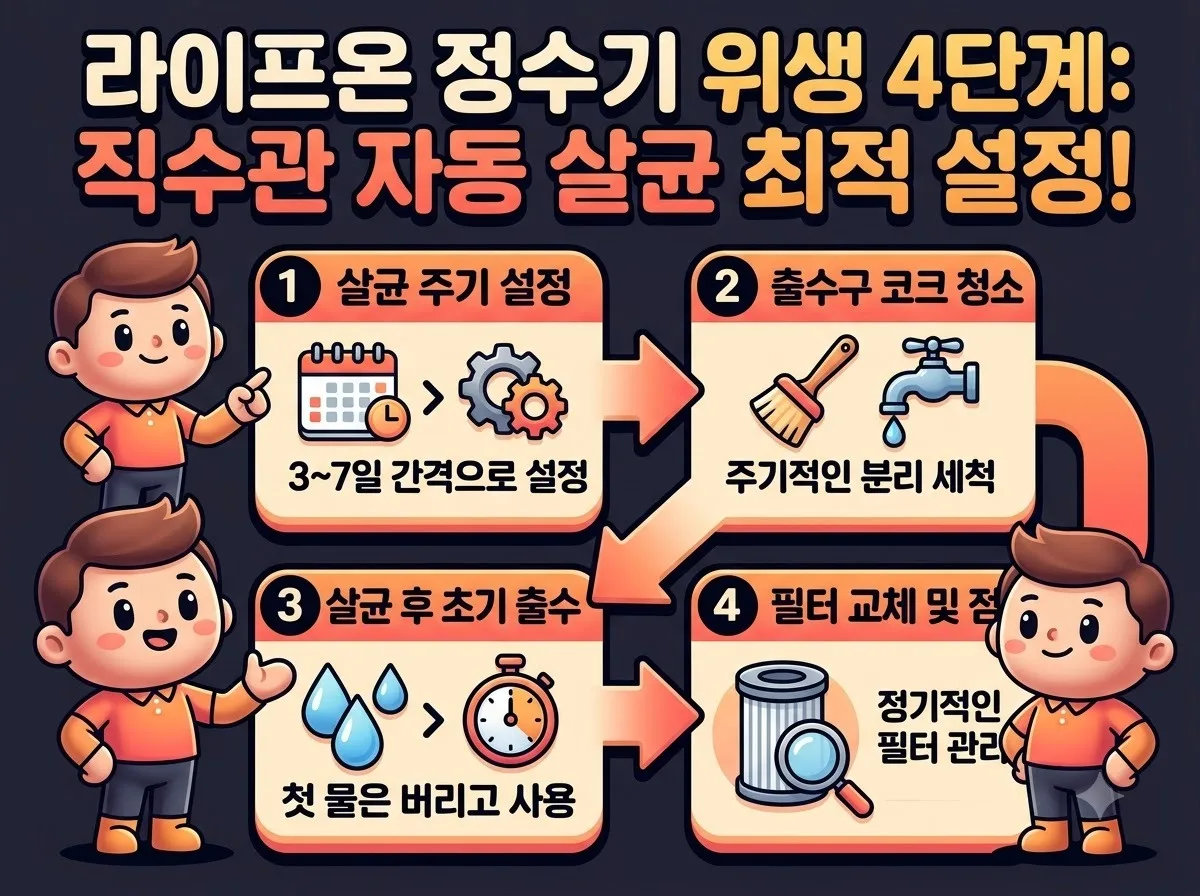 정수기 직수관 자동 살균 설정, 2026년 여름철 안심 음용법 이미지 1