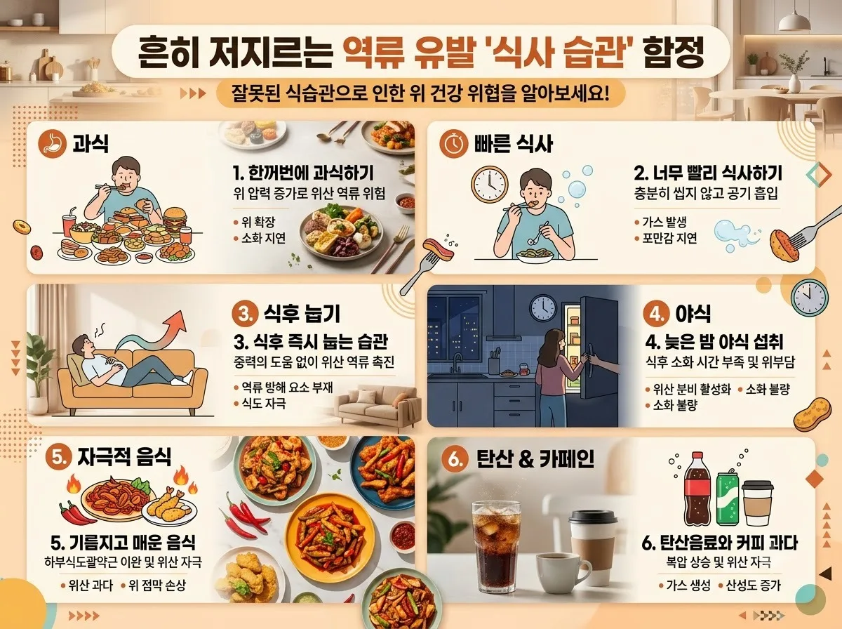 밥 먹고 바로 눕는 습관? 2026년 역류성식도염 예방하는 3단계 개선법 이미지 2