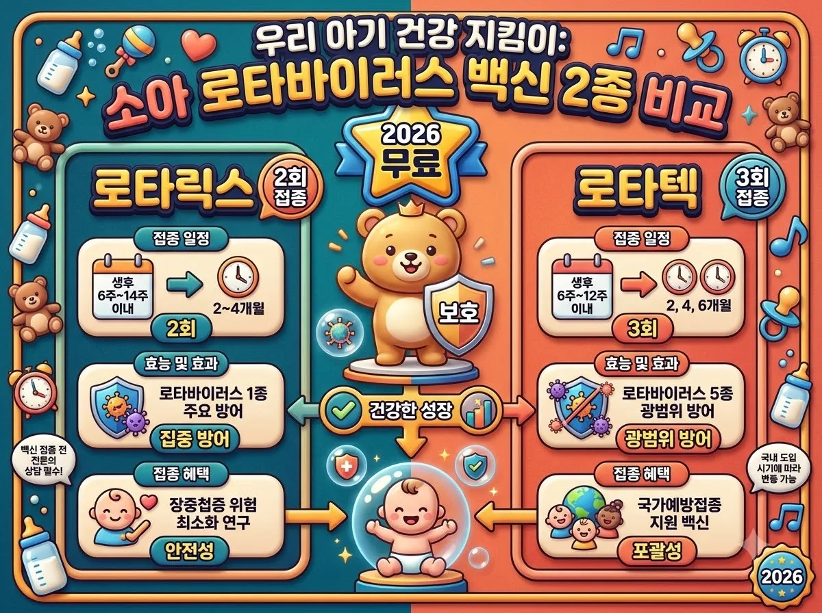 신생아 로타바이러스 무료 백신 로타릭스 vs 로타텍 차이점