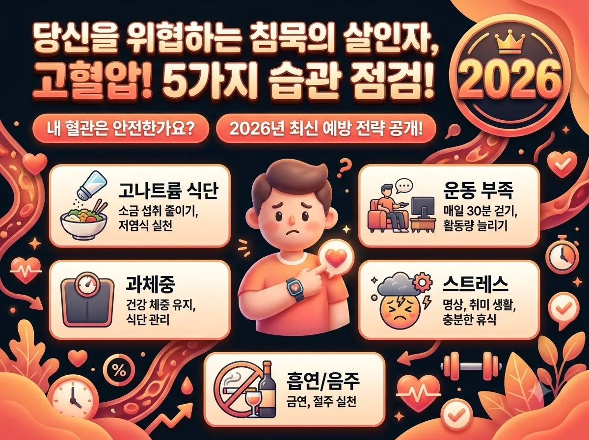 고혈압 원인, 침묵의 살인자를 부르는 5가지 습관과 2026년 예방 수칙