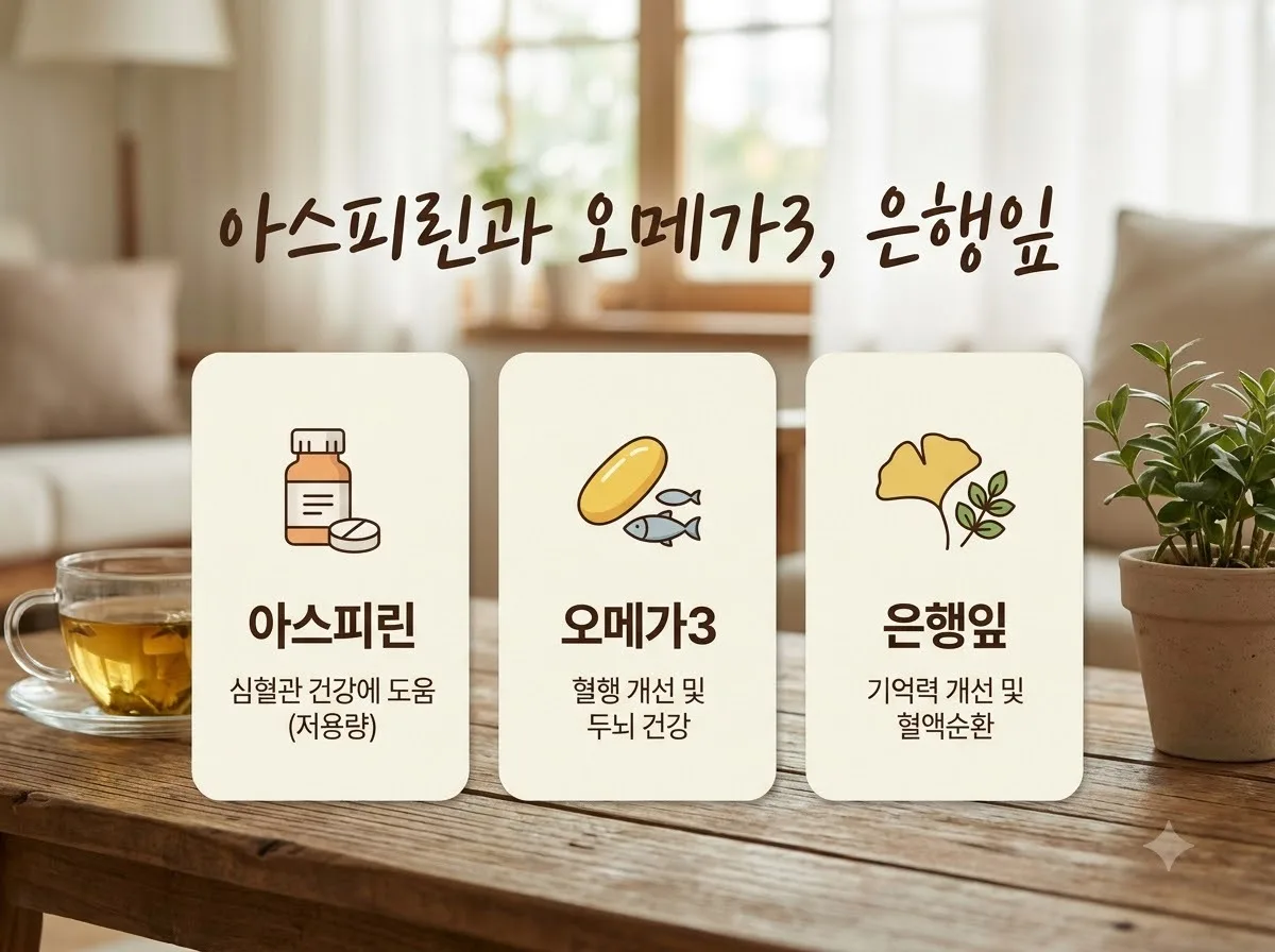 혈압약 아스피린 복용자 주의사항, 오메가3와 은행잎추출물 안전한 섭취법 (2026)