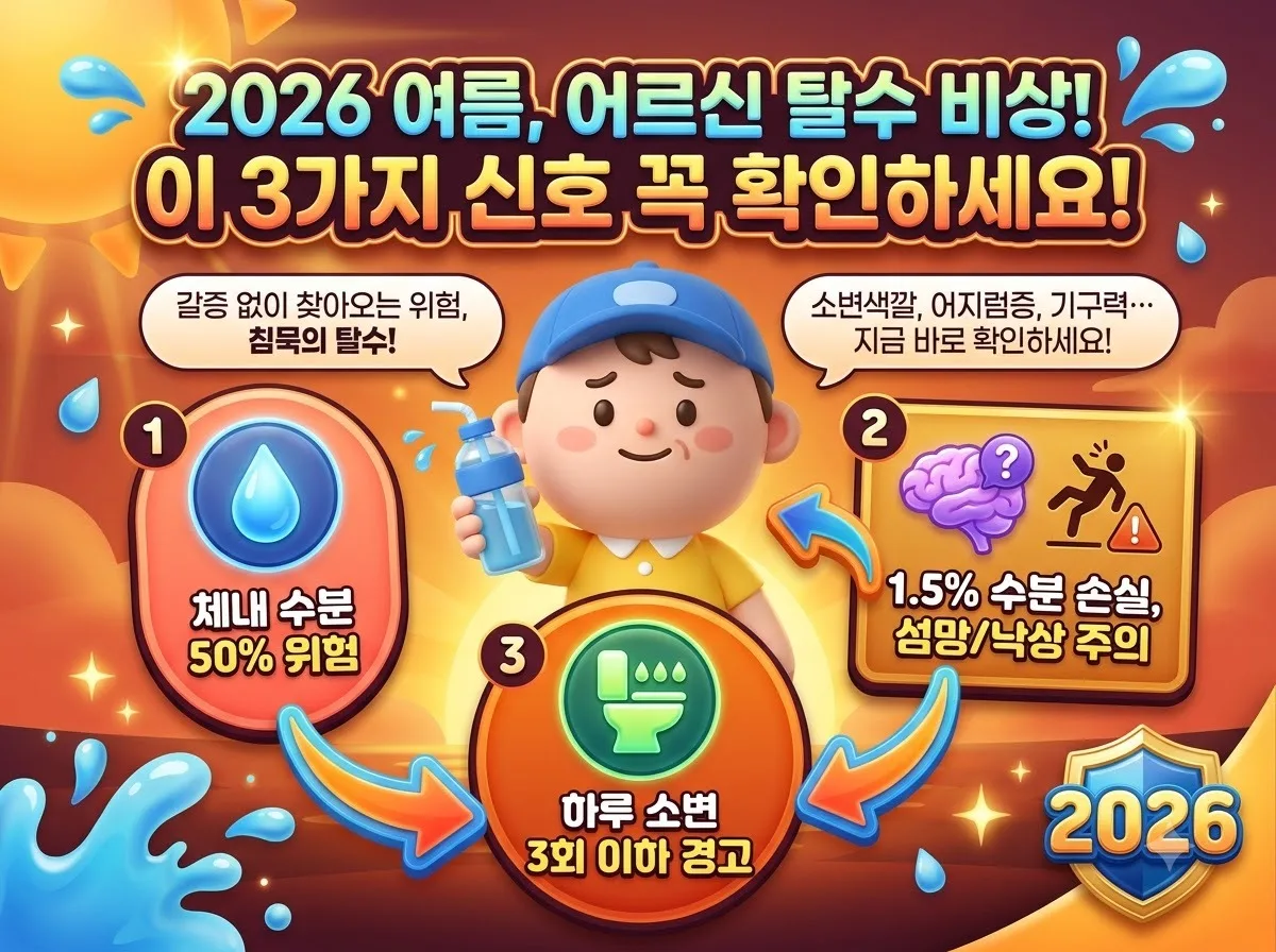 노인 탈수 증상 3가지 신호와 2026년 여름철 필수 예방법