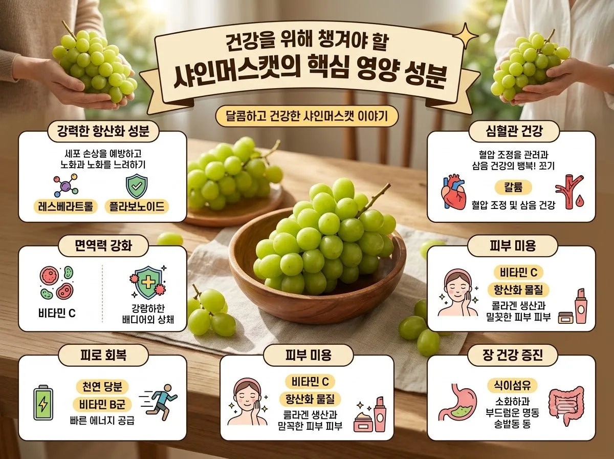 샤인머스캣 효능 5가지와 잔류 농약 걱정 없는 세척방법 2026 가이드 이미지 1