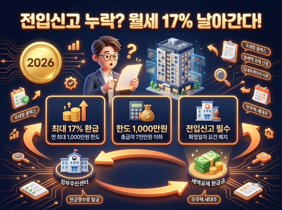 오피스텔 월세공제 전입신고 누락 시 17% 손해 보는 이유