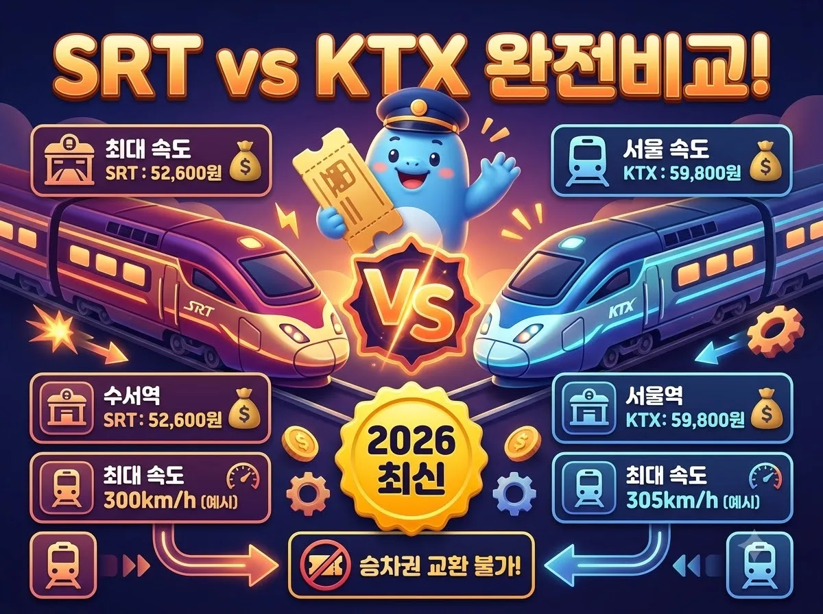 SRT KTX 차이점 비교, 2026년 노선·요금·예매 실수 방지 가이드