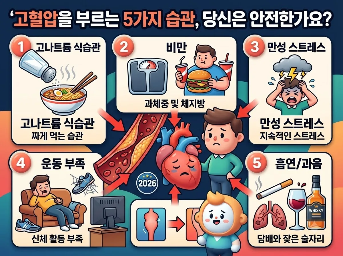 고혈압 원인, 침묵의 살인자를 부르는 5가지 습관과 2026년 예방 수칙 이미지 1