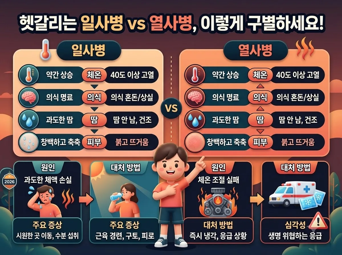 온열질환 종류 5가지와 일사병 열사병 구분 및 응급처치 가이드 (2026년) 이미지 1